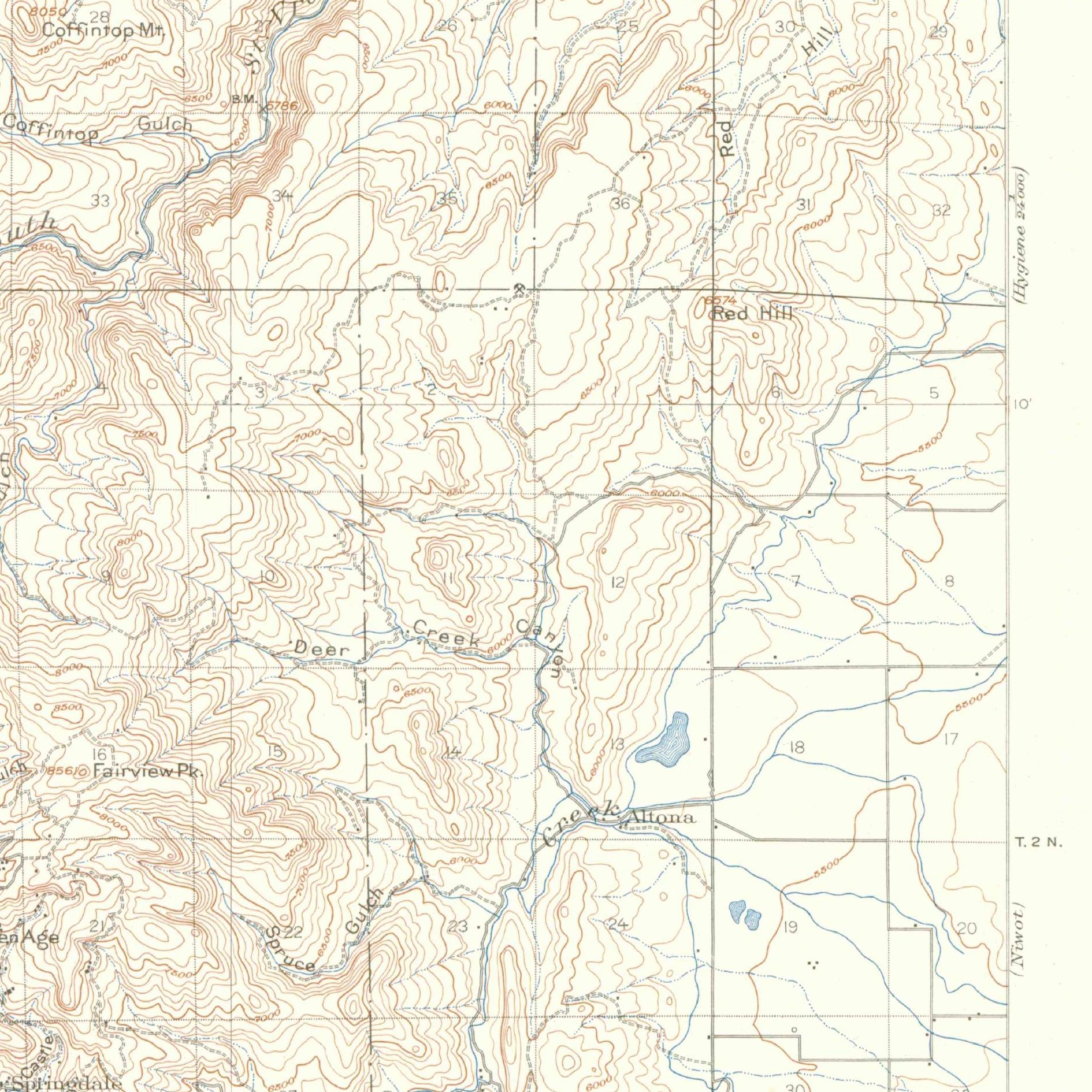 USGS 1:62500-scale Quadrangle for Boulder, CO 1902 (crop around site)