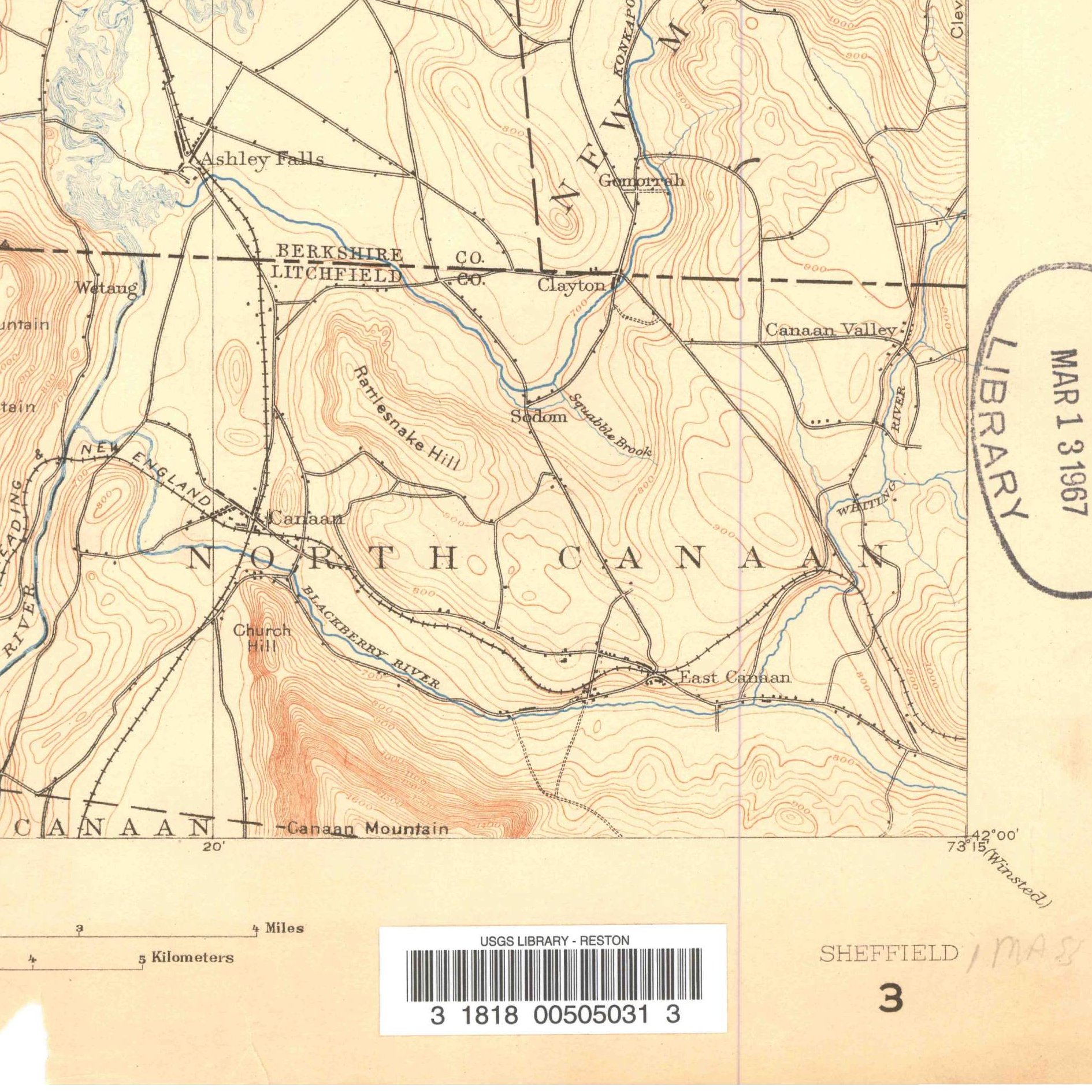 USGS 1:62500-scale Quadrangle for Sheffield, MA 1885 (crop around site)