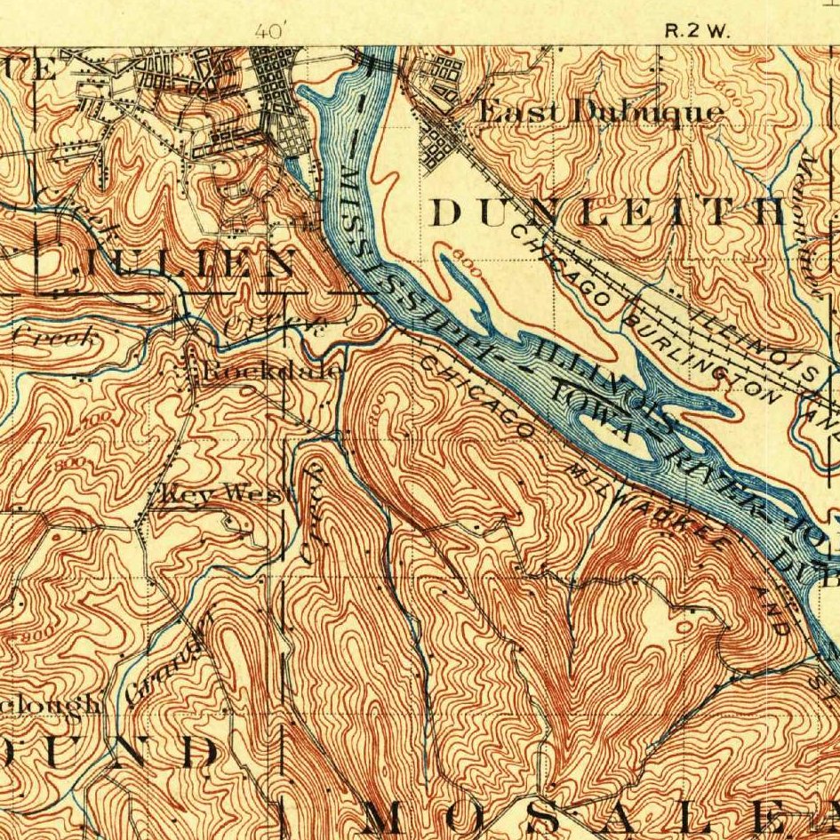 USGS 1:125000-scale Quadrangle for Peosta, IA 1901 (crop around site)