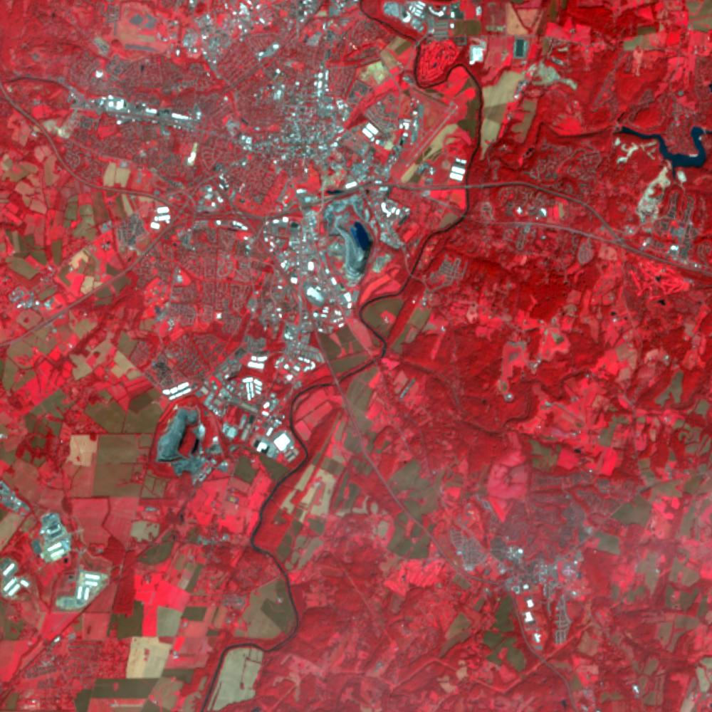 Landsat color-infrared false color (recent)