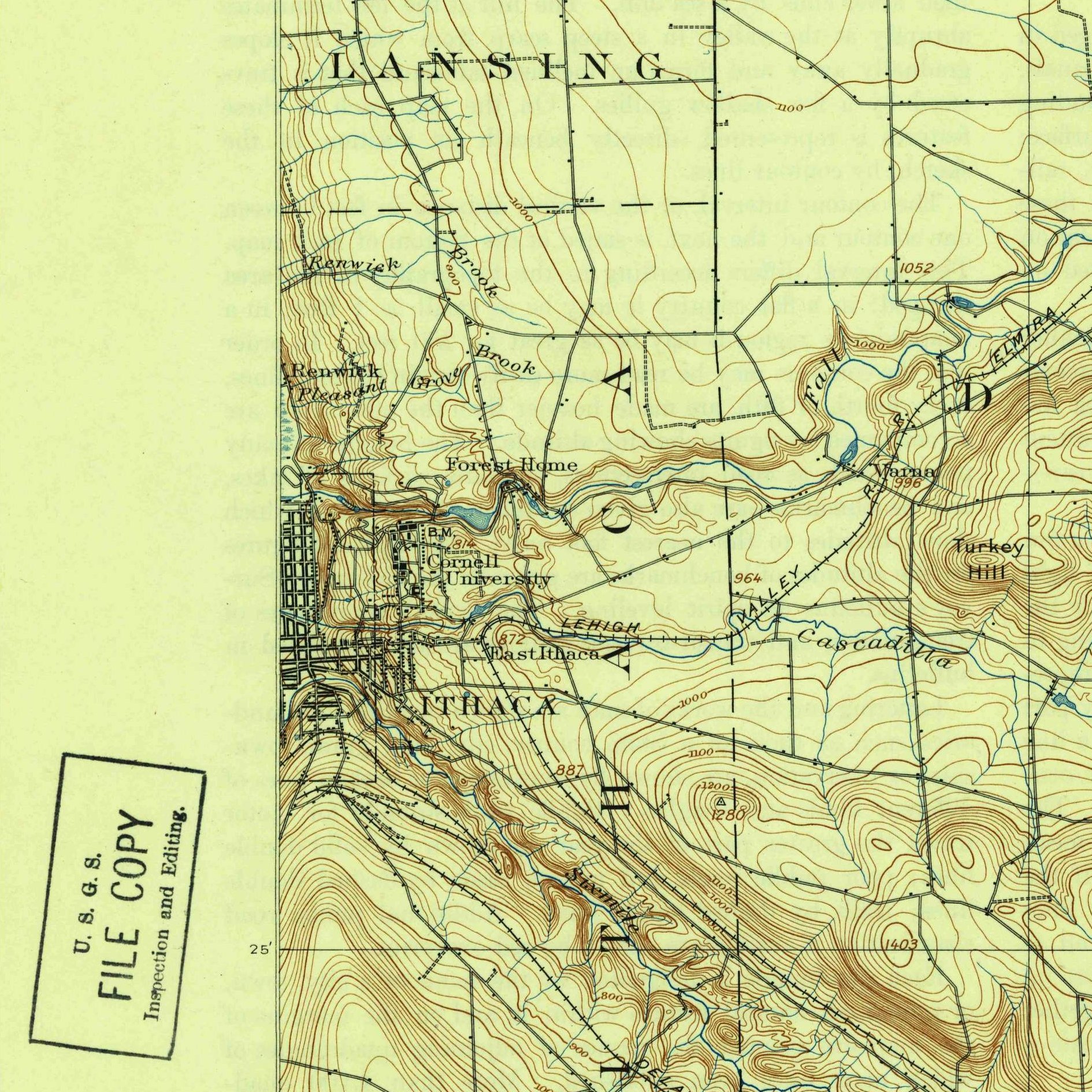 USGS 1:62500-scale Quadrangle for Dryden, NY 1900 (crop around site)
