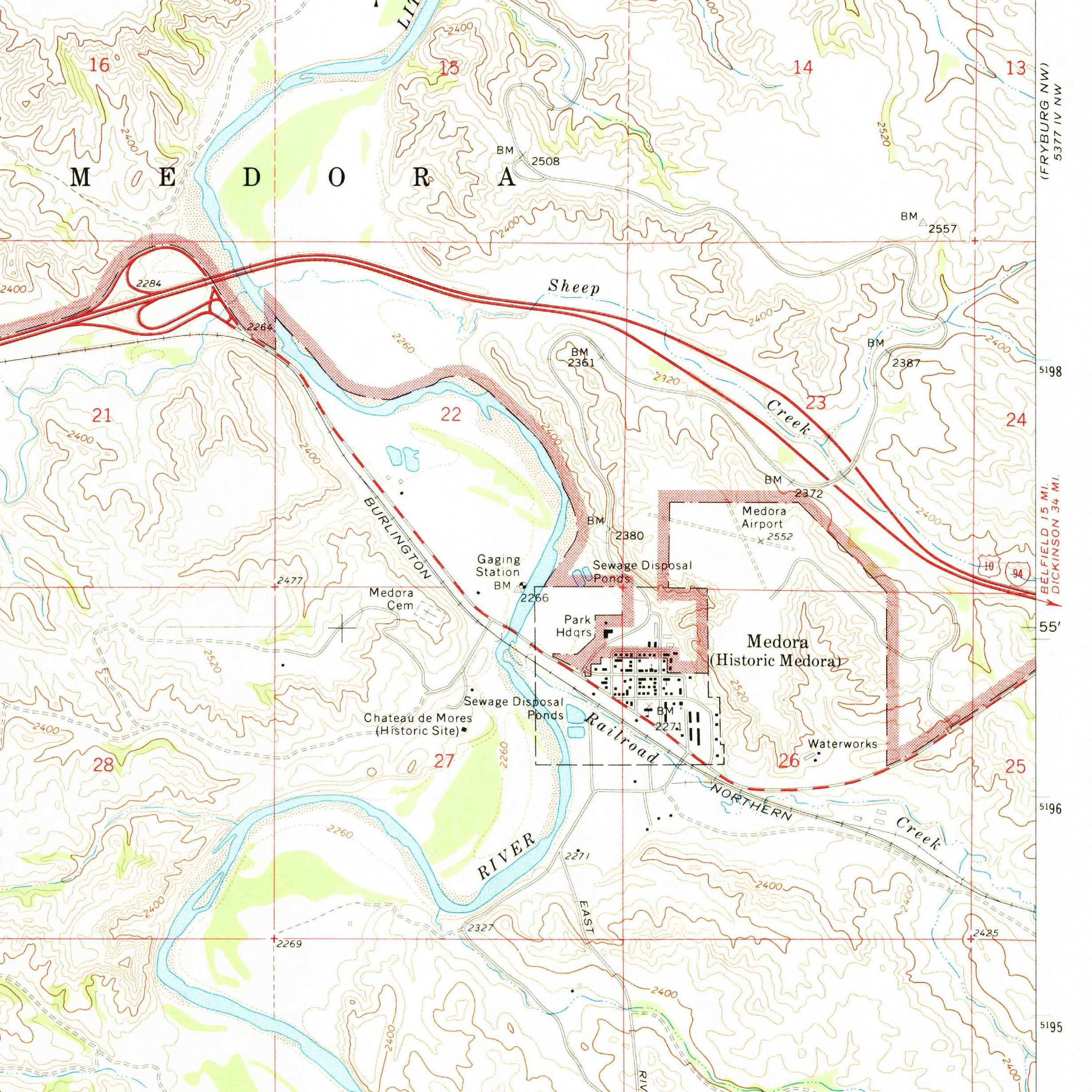 USGS 1:24000-scale Quadrangle for Medora, ND 1970 (crop around site)