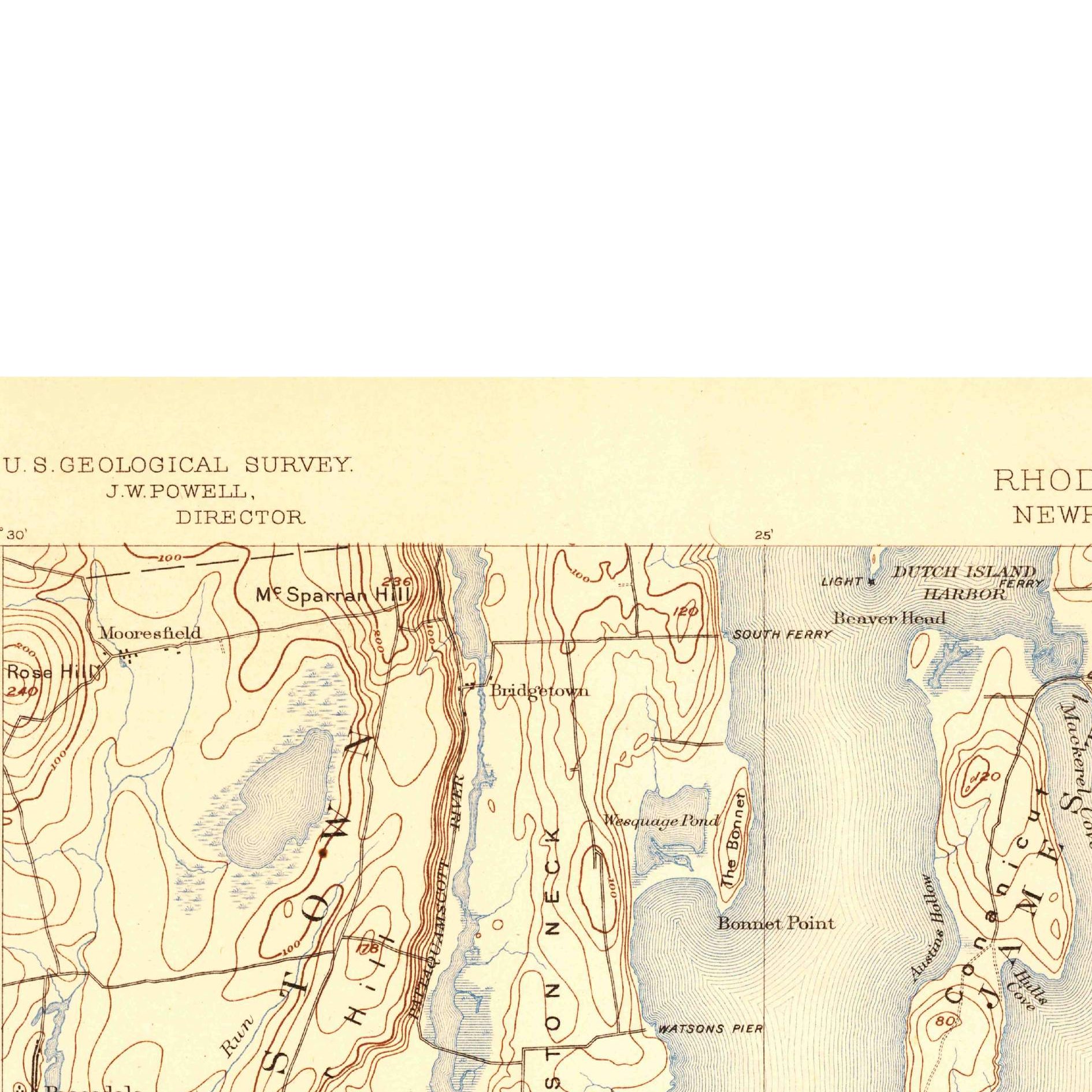 USGS 1:62500-scale Quadrangle for Newport, RI 1889 (crop around site)