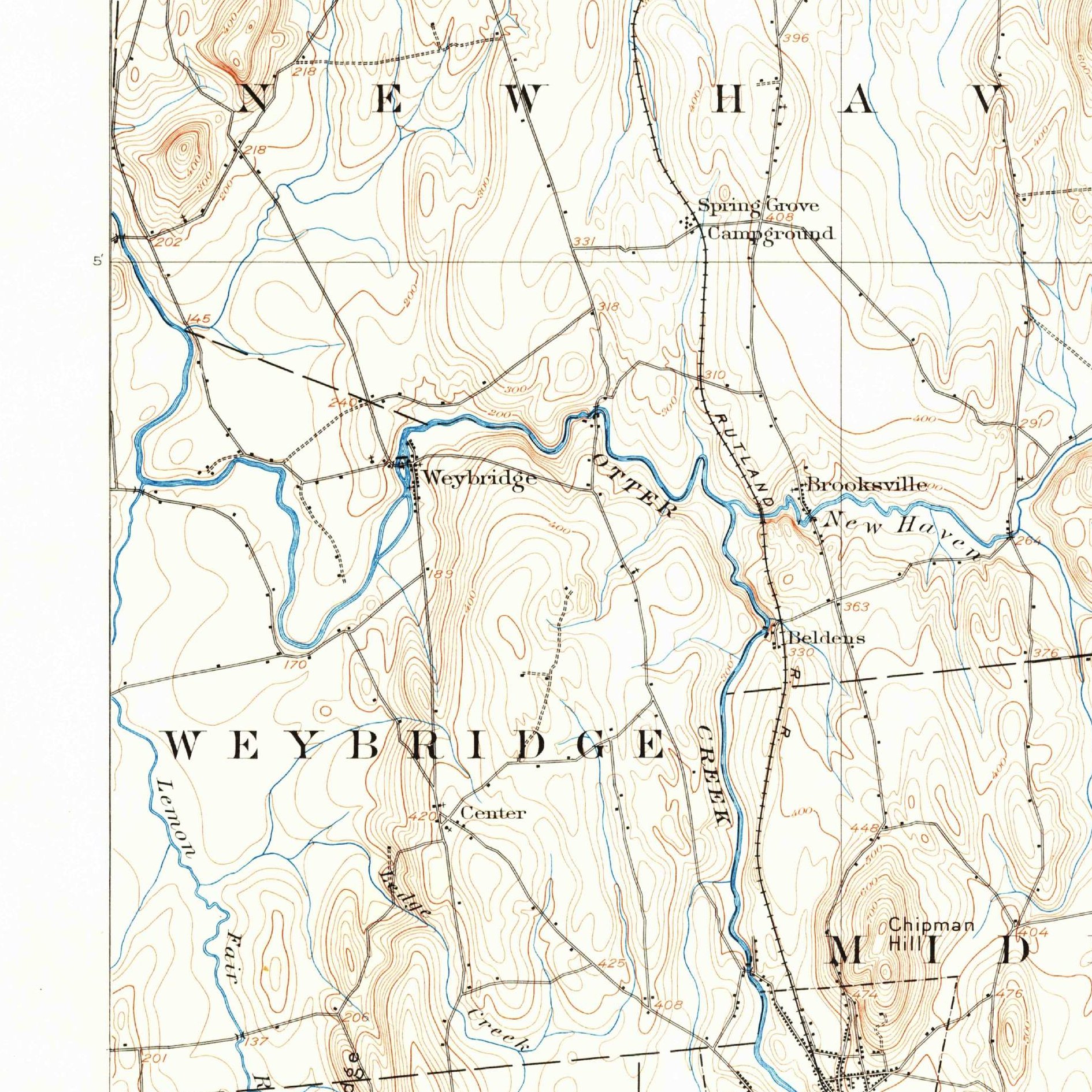 USGS 1:62500-scale Quadrangle for Middlebury, VT 1903 (crop around site)