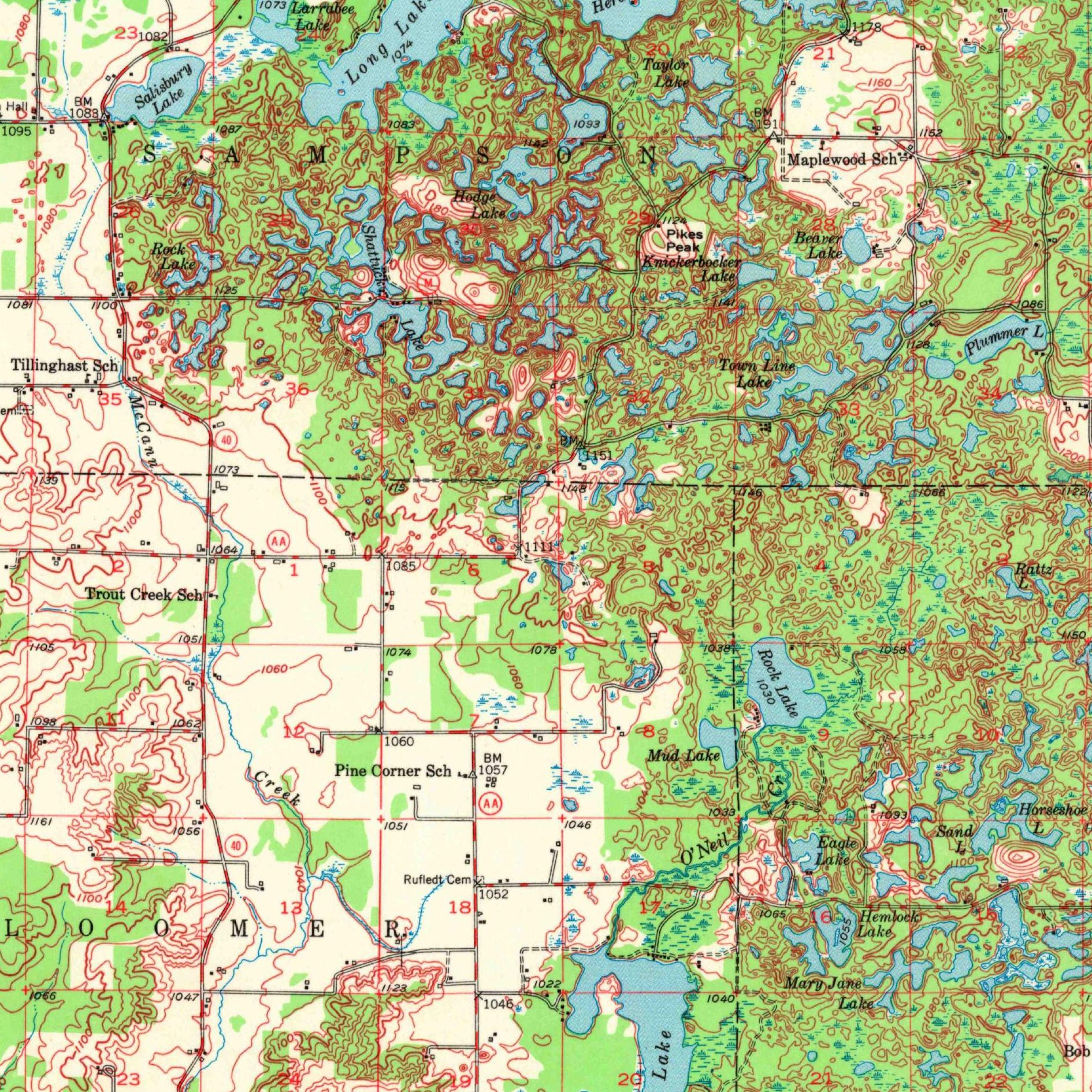 USGS 1:62500-scale Quadrangle for Bloomer, WI 1949 (crop around site)
